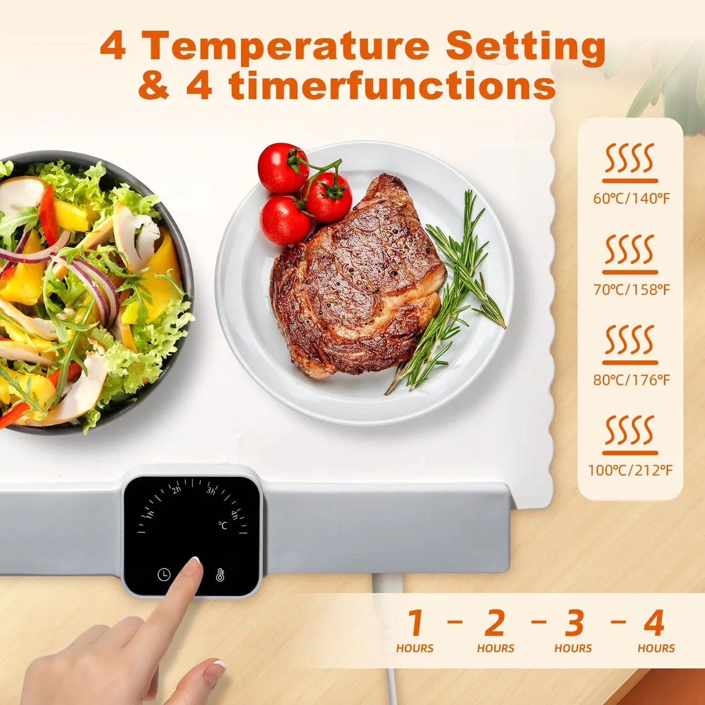 Electric Warming Tray Food Warmer Foldable Food Warming Mat Electric Warming Pad for Food Portable Silicone Food Warmer Plate