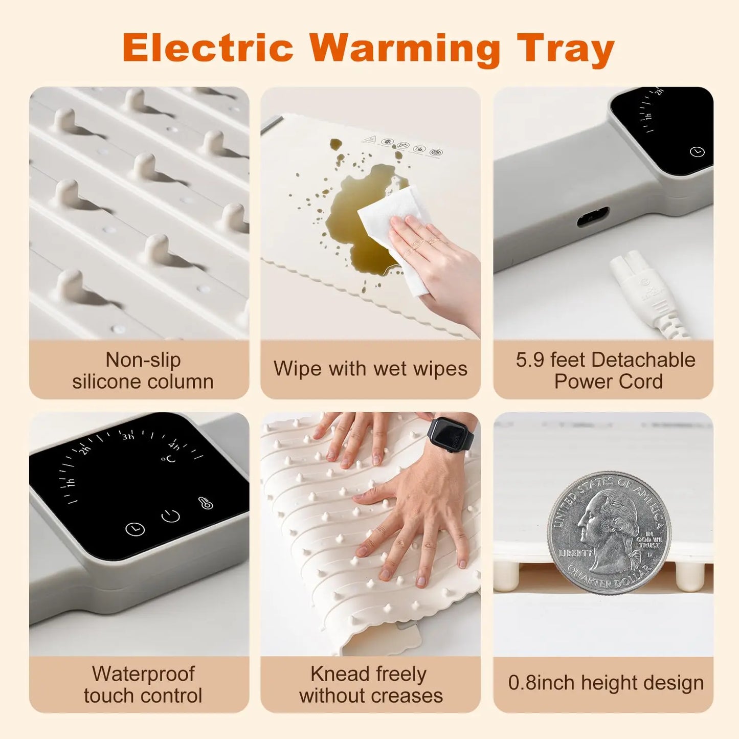 Electric Warming Tray Food Warmer Foldable Food Warming Mat Electric Warming Pad for Food Portable Silicone Food Warmer Plate